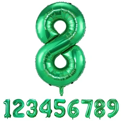 Imagen de Globos de Cumpleãnos 8 Verde,101 CM Globo Numeros Gigantes Grandes Decoracion,Globo Numero 8,Globos Niño Niña Adultos,Vuelan con Helio