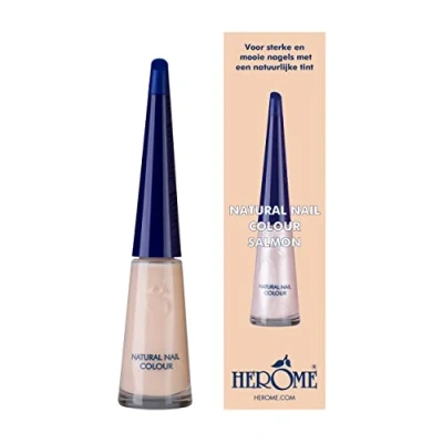 Imagen de Herome Esmalte de Uñas Color Salmón, 10 ml Estilo Natural, Efecto Fortalecedor, Ideal Manicura Francesa, Evita el Desgarre las Uñas, PintaUñas Nude