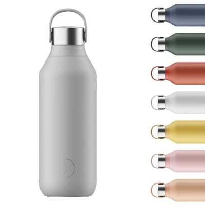 Imagen de Chilly&#039;s Bottle Serie 2 Botellas térmicas de Acero Inoxidable con gollete Suave y asa Granite Grey, 500ml