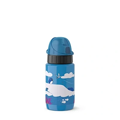 Imagen de Emsa Light Steel 518359 Botella (acero inoxidable, 0,4 L, cierre automático), diseño de pingüino