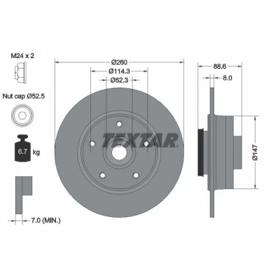 Imagen de TEXTAR Disco de freno RENAULT: Megane 4, IV Berlina PRO 8mm 05/05 114,3mm macizo revestido 92291003 432000185R,432006609R,432027412R