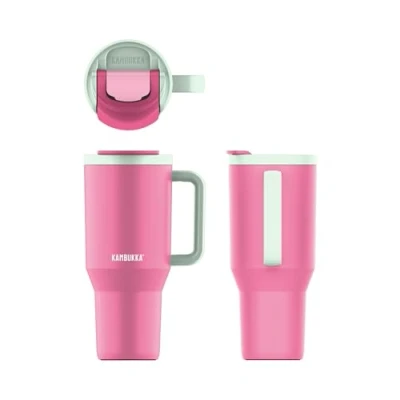 Imagen de Kambukka Río, Vaso Térmico con Asa, 1000 ml, Bubblegum Mint, Tapa Cierre Hermético