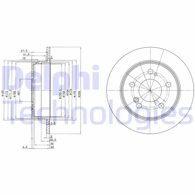 Imagen de DELPHI BG2291 Disco de freno 258 9 5 macizo aceitado sin procesar cojinete rueda, anillo sensor ABS MERCEDES BENZ: Clase E Berlina