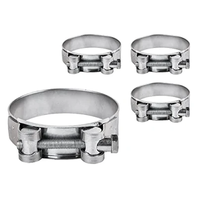 Imagen de Paquete de 4 abrazaderas tubo reforzadas fuertes 74 79 mm, sujetadores abrazadera manguera acero galvanizado (4 piezas, mm)