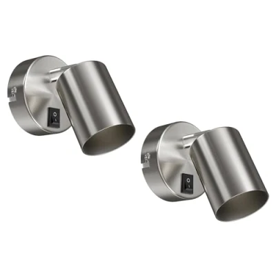 Imagen de ledscom.de 2 unid. aplique WAIKA, interruptor, acero inoxidable mate, redondo, 1x GU10 máx. 60W