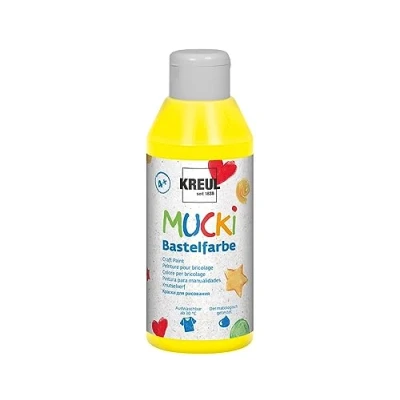Imagen de KREUL 24202 Mucki Manualidades para niños, 250 ml en Amarillo, Pintura Infantil a Base de Agua, sin parabenos, Gluten, lactosa y Vegana, Lavable, Yellow,