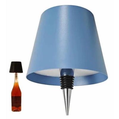 Imagen de THUCHENYUC Lámpara De Botella Inalámbrica, 3 Colores Regulación Continua Luces Recargables Vino Inalámbrica Recargable Táctil LED para Bares Restaurantes(Blue)