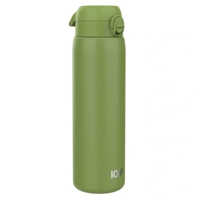 Imagen de Ion8 Botella de Agua Acero Inoxidable 1 Litro, a Prueba Fugas, Fácil Abrir, Cerradura Segura, Asa Transporte, Aptas para Lavavajillas, Resistente Rayones, Verde Caqui