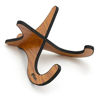 Imagen de TIGER UAC1 LW Soporte en forma de X para ukelele, mandolina, banjo y violín, madera, desmontable, diseño veteado