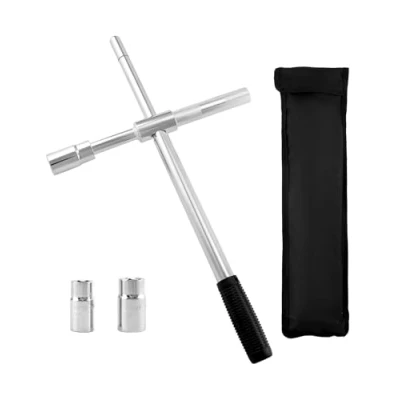 Imagen de QWORK® Llave de rueda telescópica para ruedas coche, Extensible hasta 60cm, con 2 Vasos 17/19 mm y 21/23 mm,