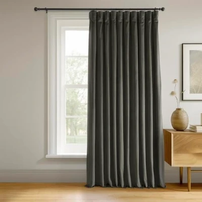 Imagen de HPD Half Price Drapes VPCH Vet P Cortina Opaca Signature Velvet Extra Ancha VET1220 96 (1 Panel), 100 x 96, Gris plomizo, Mezcla poliéster, in