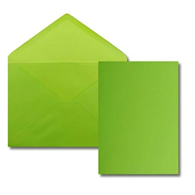 Imagen de Juego de 25 tarjetas con sobre, DIN A5, 14,8 x 21 cm, color verde claro sobres C5, 15,4 22 adhesivo en húmedo