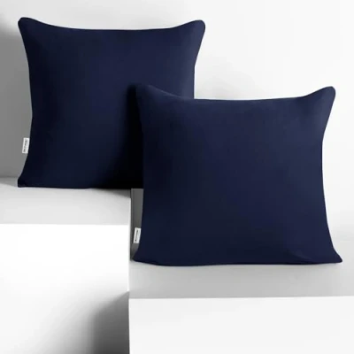 Imagen de DecoKing 2 Fundas de Almohada 50 x cm, algodón, con Cremallera, Color Azul Oscuro y ámbar