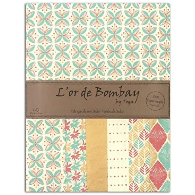 Imagen de DRAEGER PARIS 1886 Or de Bombay Set 6 Hojas, Papel Reciclado, Colores Pastel, 21x28cm