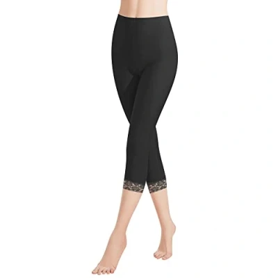 Imagen de Libella Leggings 3/4 Pantalones con Encaje Capri de Algodón Cintura Alta Coloridos Fitness Slim Negro S 4166