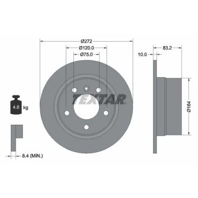 Imagen de TEXTAR PRO 92076703 Disco de freno 272 10 05/06 120 macizo revestido sin perno sujeción rueda, buje rueda BMW: Z3 Roadster, Coupé