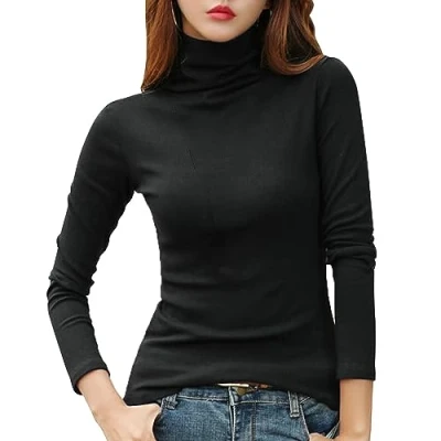 Imagen de Camiseta Termica Manga Larga Mujer Camisa Interior Cuello Redondo Alto Camisetas Elastico Baselayer Thermal Top Térmico Transpirable de Otoño Invierno