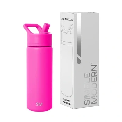 Imagen de Simple Modern Botella Agua Niños Acero Inoxidable con Pajita Térmica Aislada para Deportes Gimnasio Summit 530ml Raspberry Vibes