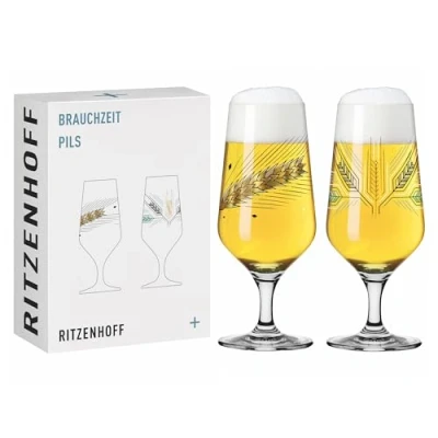 Imagen de Ritzenhoff 3471003 Vaso de cerveza 300 ml Juego 2 Serie Brauchzeit, motivo nº 3 Cebada, multicolor Made in Germany