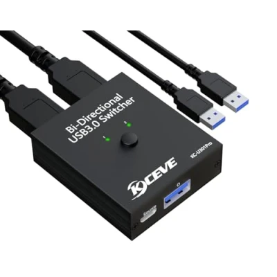 Imagen de USB 3.0 Switch, Conmutador bidireccional 2 PC, 1 entrada salida / salida, YOUTINGHDAV para PC Compartir mouse, teclado, impresora, con cables Switch