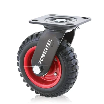 Imagen de POWERTEC 17050 Rueda giratoria industrial resistente, 6 1/4 pulgadas, negro, pulgadas