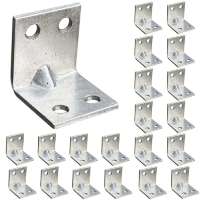 Imagen de OMIDEAS 20 x Conectores en ángulo (20 20) Escuadra ancha Soportes de Reforzados esquina hoja acero galvanizado