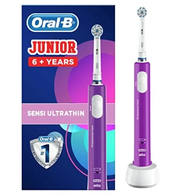 Imagen de Oral B Junior Cepillo de Dientes Eléctrico con Mango Recargable, Tecnología Braun y 1 Cabezal Recambio, Apto para Niños Mayores 6 años Morado