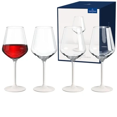 Imagen de Villeroy &amp; Boch Manufacture Rock blanc Juego de copas vino tinto, 4 piezas. para 470 ml, Cristal, Aspecto pizarra blanco mate