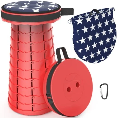 Imagen de LOCYOP Taburete de Camping portátil telescópico para Pesca Resistente Exteriores en Interiores y Exteriores, Senderismo, Barbacoa, con Bolsa Transporte cojín, Carga máxima 200KG