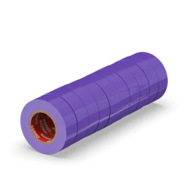 Imagen de ERKO Cinta aislante 15mm x 10m violeta 10 piezas, adhesiva para instalaciones eléctricas PVC, aislar y reparar cables eléctricos, extrafuerte, agrupar