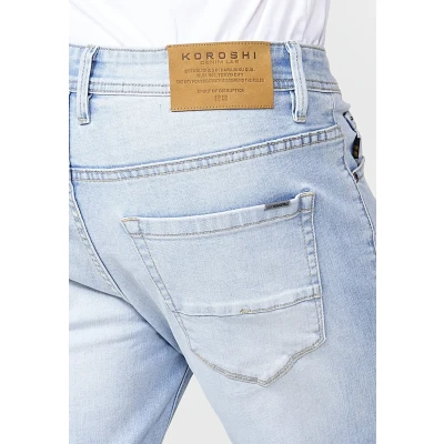 Imagen de Pantalón largo denim super skinny con Cinco bolsillos, uno cerillero color Azul para Hombre