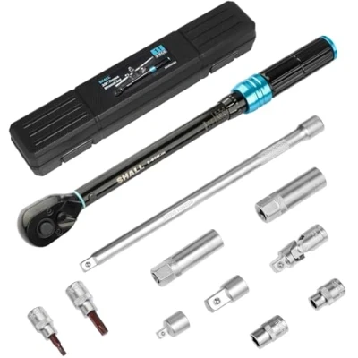 Imagen de SHALL Juego de llaves dinamométricas 3/8&quot; 11 piezas (5 60 Nm), adecuadas para el mantenimiento automóviles y motocicletas, con poste extensión caja almacenamiento