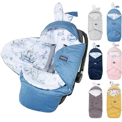 Imagen de manta de algodón para asiento coche, cochecito bebé con saco los pies, apto Maxi Cosi, Römer, Cybex Jambo
