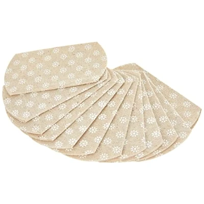 Imagen de Mopec Caja Tipo petaca de Color Beige con Flores Blancas, Pack 12 Unidades, Cuerda Papel, 0.20x11.00x5.80 cm