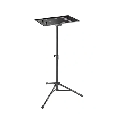 Imagen de K&amp;M 12185 Soporte para laptop negro, acero con alfombrilla ratón plegable, trípode escenarios, estudios y conferencias