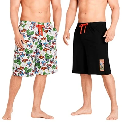 Imagen de Marvel Pantalones Cortos Hombre, Ropa Hombre de Los Vengadores Iron Man Capitan America Hulk y Thor, Pantalon Corto Deporte S 3XL (Negro/Multi, L)
