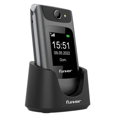 Imagen de Funker C250 Comfort Power 4G Teléfono móvil Volte de Tapa para Mayores, Teclas Grandes, fácil Usar, botón SOS, USB C, 3 memorias directas, 2000 contactos, Batería 1450mAH, Base cargadora