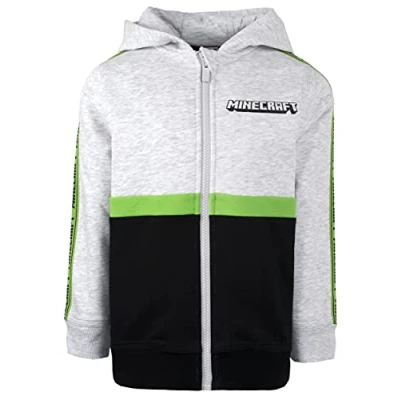 Imagen de Minecraft Sudaderas con Capucha para niños Sudadera Cremallera Gris y Negra Regalos de cumpleaños Negro Edad 7/8