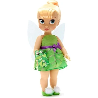 Imagen de Disney Store: muñeca niña coleccionable de Campanilla, Peter Pan, 39 cm, pelo enraizado y traje realistas, peluche del cocodrilo Tic Tac en raso acolchado, para mayores 3 años