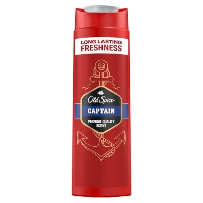 Imagen de Old Spice Captain Gel de ducha y champú para hombres, 3 en 1, limpieza facial pelo corporal, larga duración, fresca, 250 ml