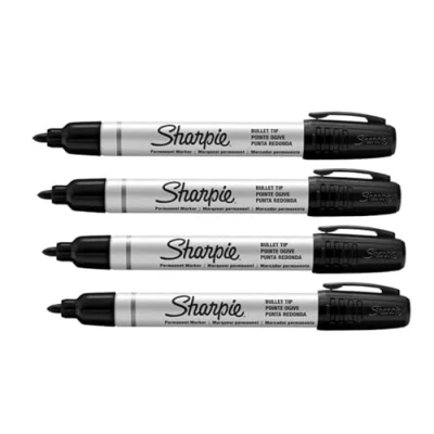 Imagen de Sharpie Pro Industrial Strength Marcadores permanentes Punta redonda Tinta negra 4 unidades