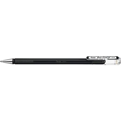 Imagen de Pentel K110 VAX Mattehop Bolígrafo roller de tinta gel con alta cobertura en acabado mate, modelo tapa, 1 unidad, color negro