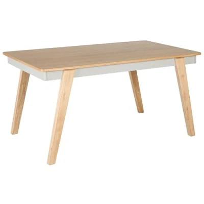 Imagen de Beliani Mesa de Comedor Madera Caucho Clara Gris 150 x 90 cm 4 Personas Phola