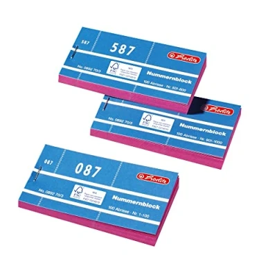 Imagen de Herlitz 1 1000/892703 Bloque de Papeles Numerados 105x50 mm, 1000 hojas, Colores Aleatorios, Paquete 10