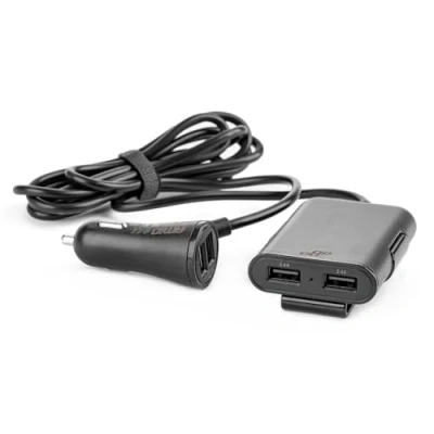 Imagen de AMiO 01986 Cargador de coche para móvil 1.5m 4 USB con conducto negro