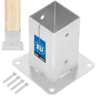 Imagen de KOTARBAU® Base para Poste 8x8 cm Zincada Acero Anclaje Suelo Atornillable Soporte Postes de Madera Cuadrados Galvanizado en Caliente