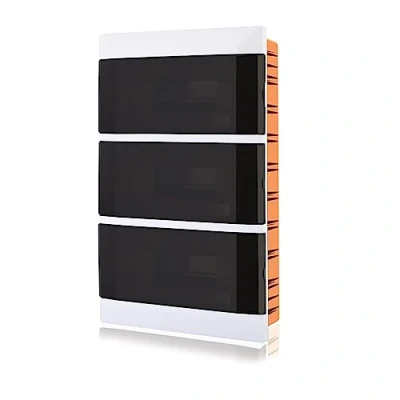 Imagen de Lion Electric caja de distribución empotrada, 3 filas, 36 módulos, subdistribución IP40 para ambientes húmedos y todos los interiores, fusibles con puerta transparente, distribuidor pequeño