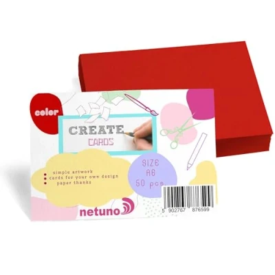 Imagen de Netuno 50 hojas de cartulina rojo A6 105x148 mm 250g para manualidades tarjetas proyectos creativos presentación invitaciones scrapbooking decoración