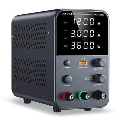 Imagen de Fuente de alimentación conmutada DC (0 120V,0 3A) Ajustable, Mini Pantalla 4 dígitos Alta precisión, Variable para Mesa Laboratorio, Negro