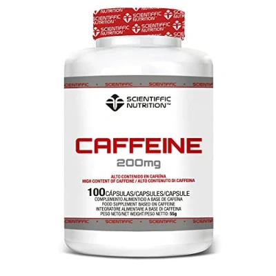 Imagen de Scientiffic Nutrition Caffeine, Pre Workout, Potente Quemagrasas de Cafeína 200mg, Estimula el Sistema Nervioso, Ayuda al Estudio y la Concentración 100 Cápsulas
